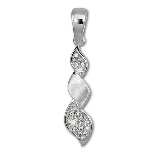 Silberdream Pendentif Chaîne Tresse Argent 925 Zircone Paillettes Blanches Sdh404w
