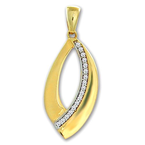 Golddream Collier Chaîne Or 333 Pendentif Feuille Zircone Blanc 8 Carats Gdh507wy