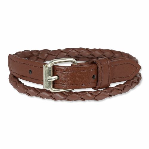 Silberdream Bracelet Tressé Marron Bracelet Homme Cuir Lac038b