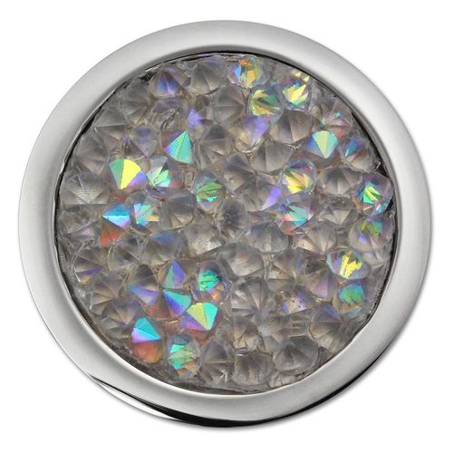 Amello Pièces De Monnaie Blanc Multicolore 25 Mm Incrustation Dames Zircone Acier Inoxydable Esc351w