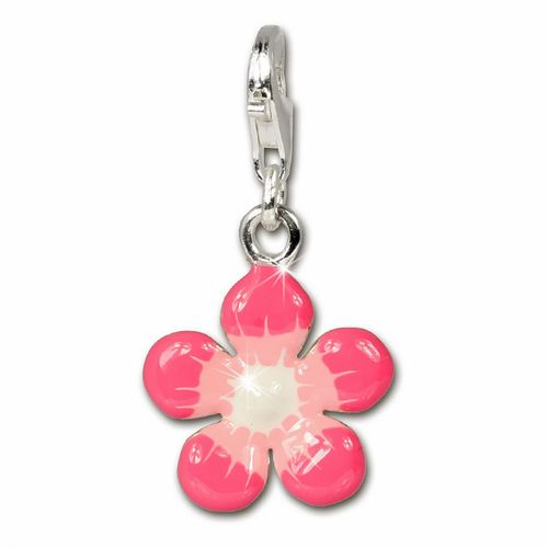 Silberdream Breloque Argent 925 Émaillé Bracelet Pendentif Fleurs Roses Fc3139