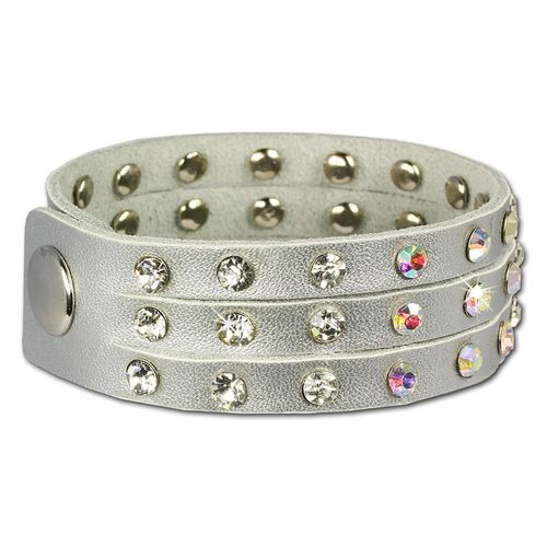 Silberdream Bracelet Zircone Argent Bracelet Femme Cuir Lac222k