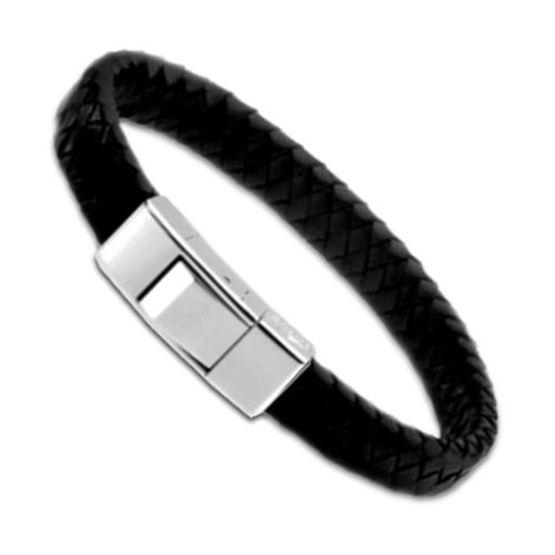 Lotus Style Bracelet Tressé Noir Ls1122-2/1 Cuir Homme Acier Jls1122-2-1