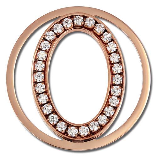 Amello Oval Coins Rose Blanc 30 Mm Femme Zircone Acier Inoxydable Plaqué Or Esc535ew