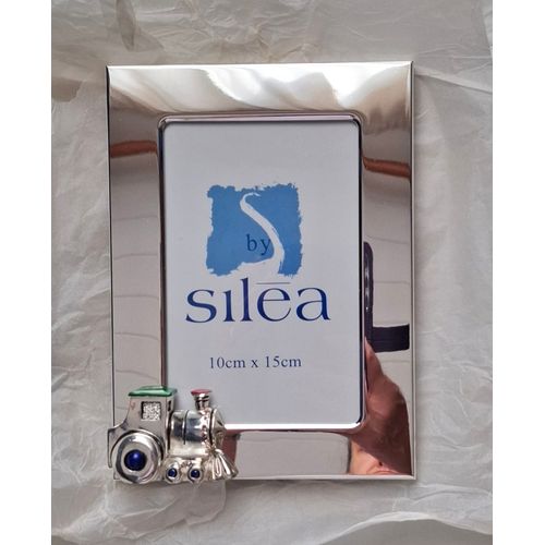 Cadre photo métal argenté miroir - Décor locomotive - Silea