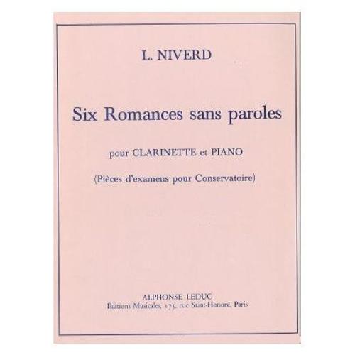 Lucien Niverd : Six Romances Sans Paroles N° 2 Allegro Moderato Pour Clarinette Et Piano