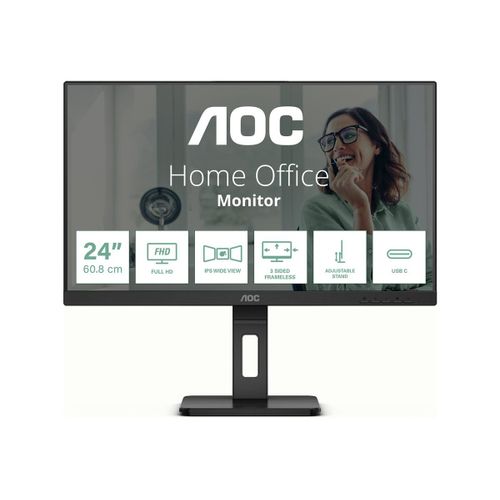 AOC Pro-line 24P3CV - P3 Series - écran LED - 24" (23.8" visualisable) - 1920 x 1080 Full HD (1080p) @ 75 Hz - IPS - 300 cd/m² - 1000:1 - 4 ms - HDMI, DisplayPort, USB-C - haut-parleurs - noir -...