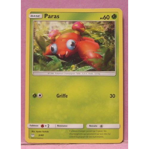 Carte Pokemon - Paras - 3/40 - Édition Mc Donald's 2019
