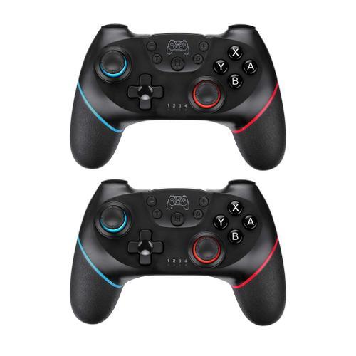 2pcs Qumox Manette Sans Fil Pour Nintendo Switch, Bluetooth Manette Switch Pro, Switch Controller Avec Batterie Rechargeable-Turbo-6-Axis