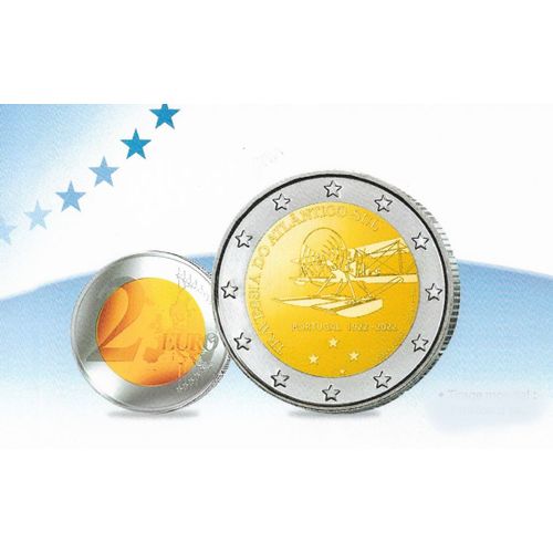 2 Euro Portugal 2022 100eme Anniversaire De La 1ere Traversée Aerienne De L'atlantique Sud