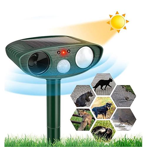 Répulsif Chat Ultrason,Répulsif Solaire étanche pour Animaux avec Détecteur de Mouvement pour Anti Chiens Souris Ratons Animaux