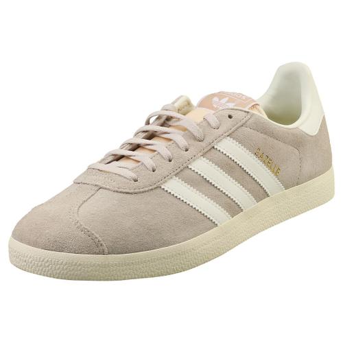 Adidas Gazelle Pour Hommes - Baskets De Cuir Suede Beige Et Blanc - 48