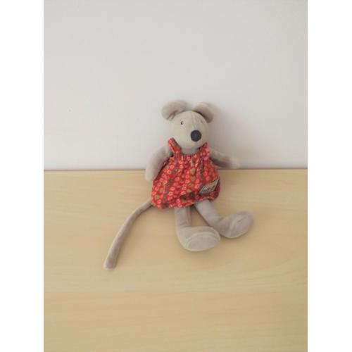 Doudou Souris Grises Robe Rouge La Grande Famille Moulin Roty