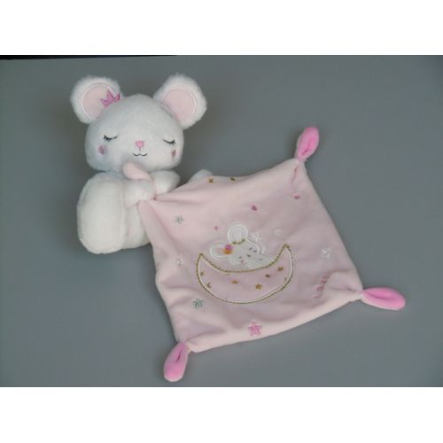 Doudou Souris Blanche Mouchoir Rose Étoiles Dorées Kiabi Simba Toys