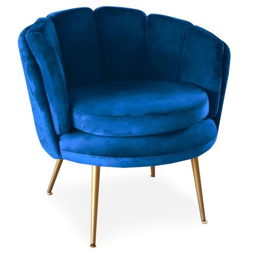 Paris Prix - Fauteuil Arrondi En Velours "Dabren" 80cm Bleu