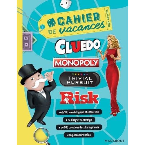 Cahier De Vacances Pour Adultes Cluedo, Monopoly, Trivial Poursuit, Risk