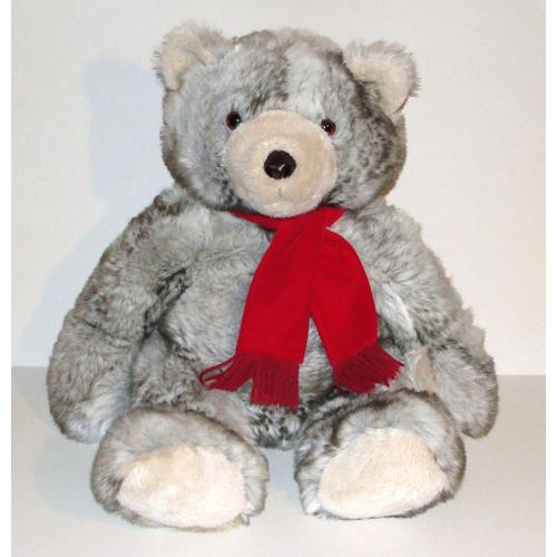 Peluche Ours Gris Chiné Nez Sky Commonwealth - Doudou Decoration Chambre - Peluche Ours Assis Geant 68 Cm