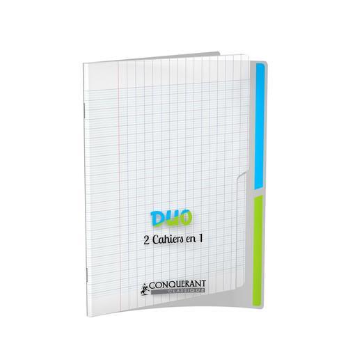 Conquerant Cahier Duo Polypro 17x22cm 90g 96p Grands Carreaux Incolorre