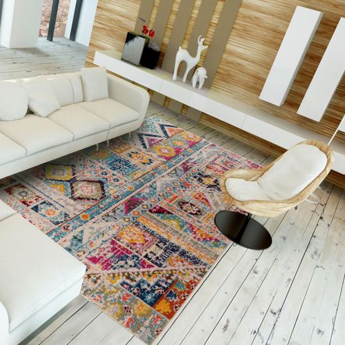 Tapis Orient 160x230 Rectangle Rouge Et Vert Tissé Motif Classique Olma
