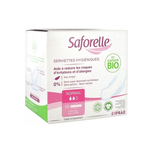 Saforelle Serviette Hygiénique Coton Bio Boîte De 10 