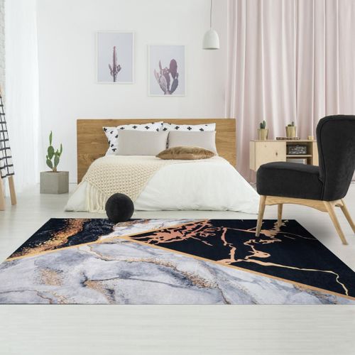 Tapis Chambre Lavable 30° 80x150 Noir Et Gris Impnum 6