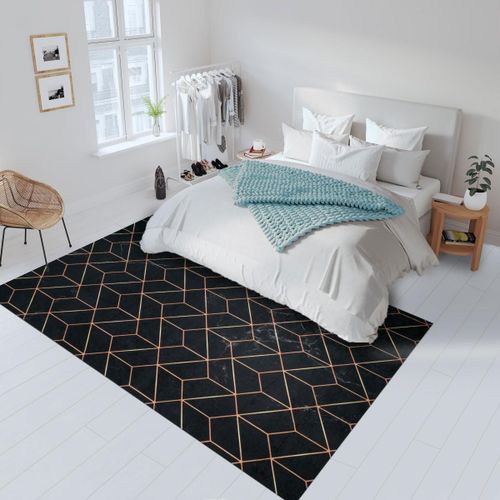 Tapis Salon Lavable 30° 160x230 Noir Et Or Impnum 7