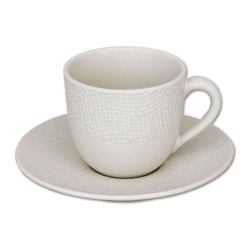 Tasse à café et sous-tasse vésuvio blanc 12 cl (lot de 6)