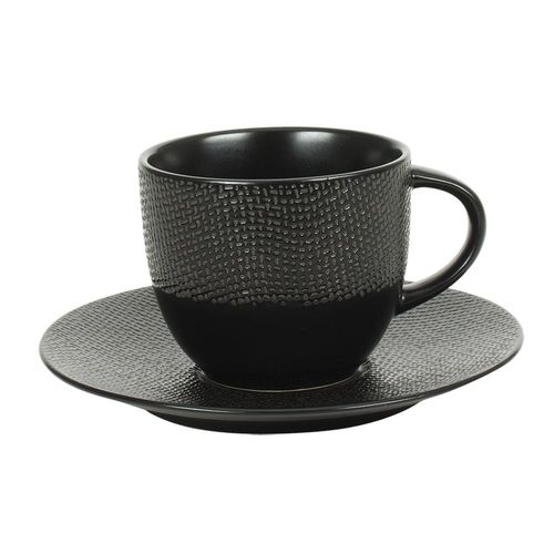 Tasse à thé et sous-tasse vésuvio noir 22 cl (lot de 6)