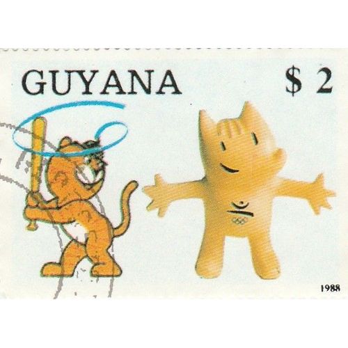 1 Timbre De Guyane - Mascottes De Jeux Olympiques