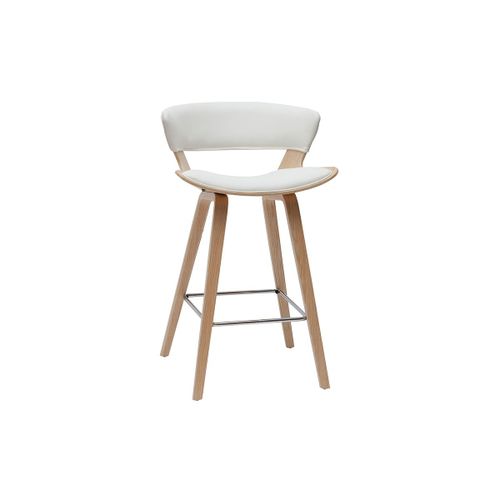 Tabouret De Bar Design Blanc Et Bois Clair H65 Cm Syrah