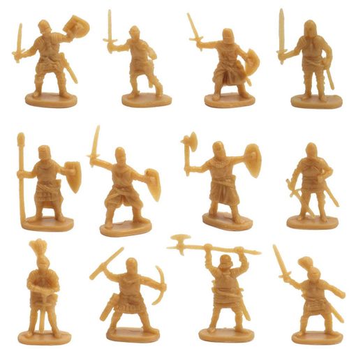 1: 72 800 Pièces Figurines De Soldats Anciens En Plastique Jouet Archaïques Épéiste Figurine D'action Bricolage Scène Guerre Or
