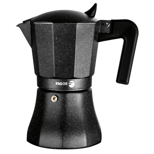 Cafetière Expresso Italienne En Aluminium, 3 Tasses De Café, Vitrocérame, Gaz Noir Fagor Tiramisú