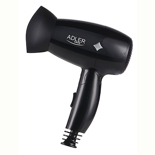 Sèche-Cheveux De Voyage , Pliable, Compact, 2 Niveaux De Puissance, Buse 360° 1400w Noir Adler Ad2251