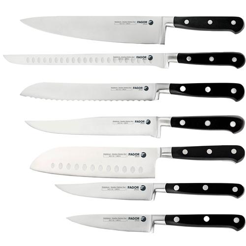 Jeu De 7 Couteaux De Cuisine Professionnel Acier Inoxydable Couteau Chef Santoku, , , Fagor, Couper