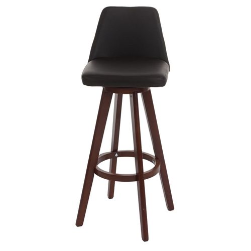 Tabouret De Bar Chaise De Comptoir En Synthétique Marron Pivotant Pieds En Bois Foncé 04_0005277