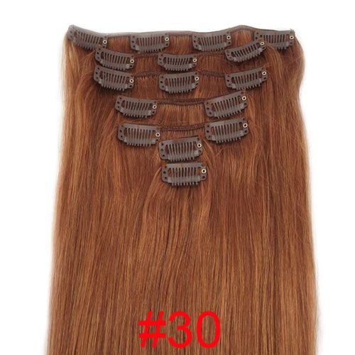 Extensions De Cheveux A Clips 100% Naturels Remy Hair 53cm Roux 