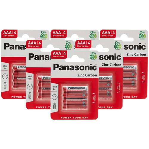 Panasonic Lot de 6 Packs de 4 Piles Red Zinc-Carbon AAA R03-1,5 V