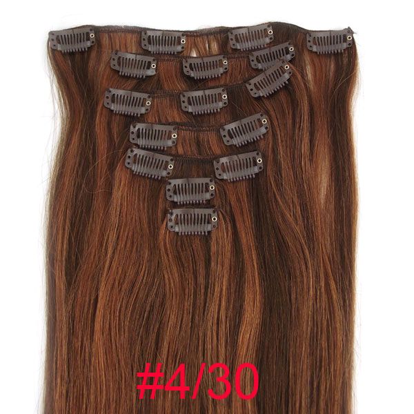 Extensions De Cheveux A Clips 100% Naturels Remy Hair 53cm Mixte Chocolat Roux 