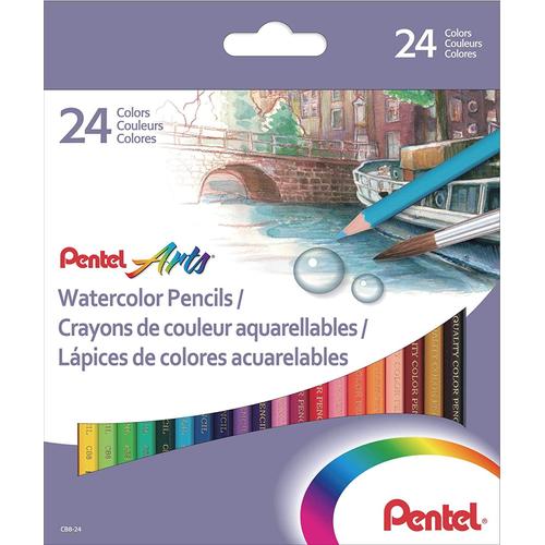 24 Crayons De Couleur - Aquarellable - Pentel Arts