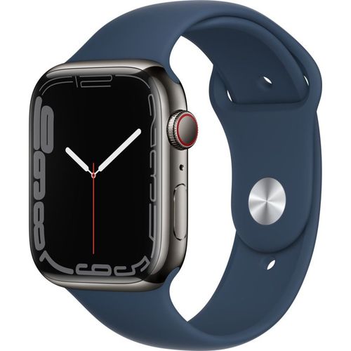 Apple Watch Series 7 (Gps + Cellular) - Acier Inoxydable Graphite - Montre Intelligente Avec Bande Sport - Bleu Abyssal - 32 Go (Mkl23nf/A)