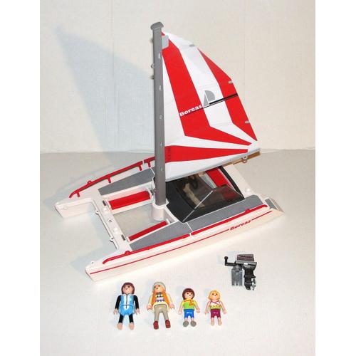 Voilier Playmobil Boreas - Bateau Le Catamaran + 4 Figurines