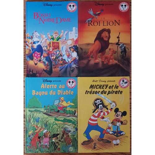 Lot De 4 Livres Pour Enfants Walt Disney / Mickey Et Le Tresor Du Pirate / Le Roi Lion / Alerte Au Bayou Du Diable / Le Bossu De Notre Dame