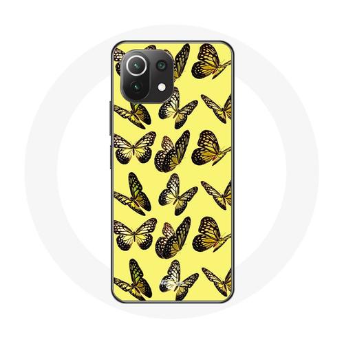 Coque Pour Xiaomi Mi 11 Lite Papillons Fond Jaune