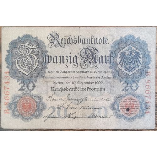 Billet Allemagne 20 Mark 10 - 9 - 1909 / Reichsbanknote