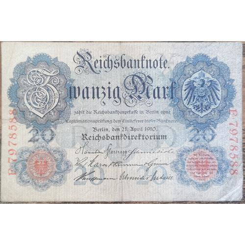 Billet Allemagne 20 Mark 21 - 4 - 1910 / Reichsbanknote