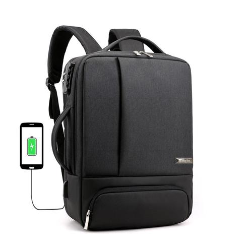 Sac à Dos ordinateur 15 pouces Antivol USB Multifonction transformable en sacoche - Noir