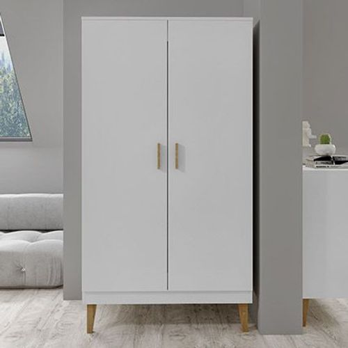 Armoire 2 Portes 100x55x184 Cm Blanche - Padua