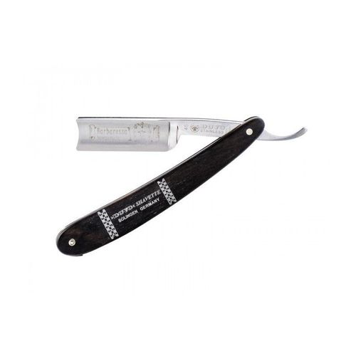 Dovo Soligen 45.581 Shavette « Barbarossa » Évidée, Lame Courte 5 Cm Acier Inox, Manche Ébène. 