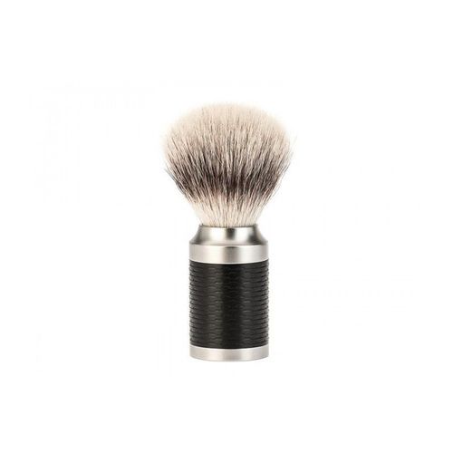 Mühle 31m96 Blaireau 0 Cm Fibre Synthétique Argentée (Silvertip Fibre®) Monture Inox Brossé Et Inox Revêtement Dlc Noir. 