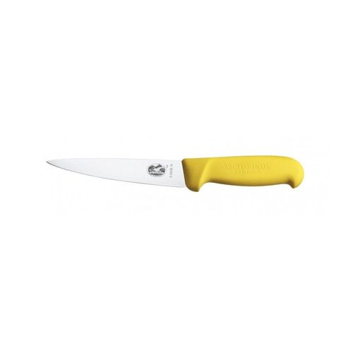 Victorinox 5.5608.14 Couteau Désosser/Saigner, Lame 14 Cm Inox, Pointe Milieu, Manche Fibrox Jaune.
